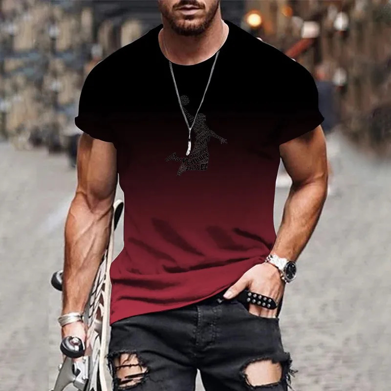Casual Daily 3D Mens Gradient TShirt Fashion Print Trendy Harajuku Streetwear Large Size Round Neck Comfortable Top 250707