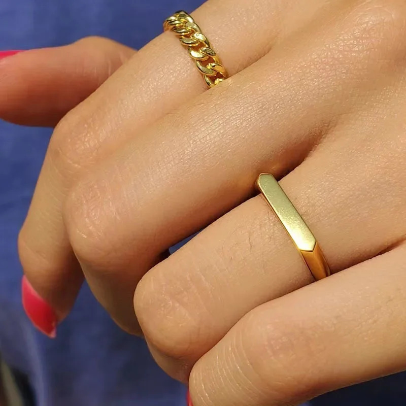 High End PVD Non Tarnish Minimalist Classic D-shaped Stainless Steel Ring Trend for Women Men 250708