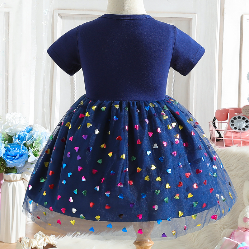 DISNEY infant designer clothes Elsa princess dress baby clothes Children's summer dress cartoon print baby starry sky puffy tulle skirt mesh prin