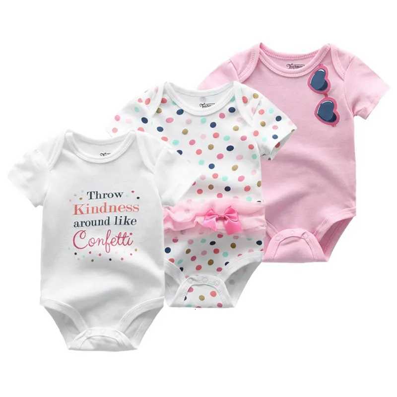 3 Pcs Newborn Short Sleeve Baby Boy Girl Bodysuits Soft 100% Cotton Baby Unisex Baby Clothes Z250712