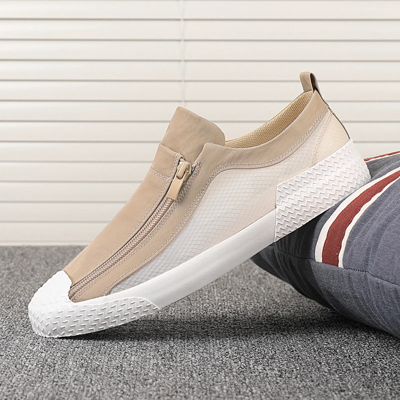Mens Canvas Shoes Breathable Outdoor Casual Shoes Men Black Comfortable Slip-on Loafers Lazy Driving Shoes 2025 250708