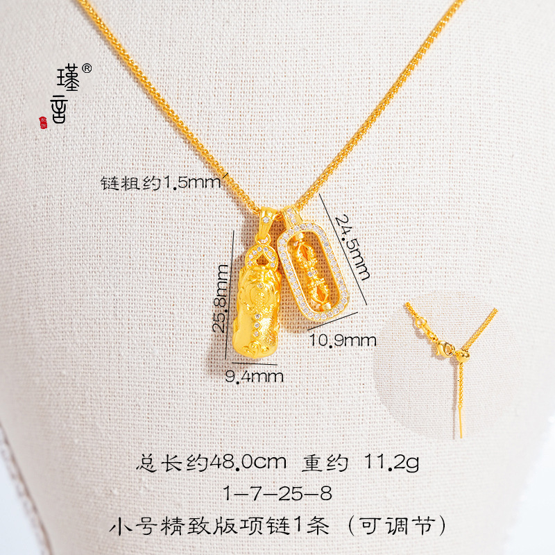 Luxury Jewelry Designer Jewelry Jinyan Wei Xue Same Style Copper K Gold Plated Necklace Pixiu Vajra Inlaid Diamond Pendant Layered Light Luxury Clavic