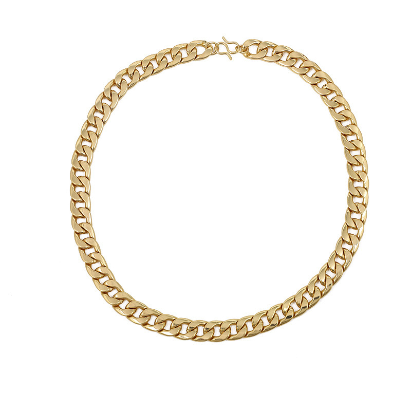 Luxury Jewelry Designer Jewelry European And American Hip Hop Gold Glossy Metal Simple Nightclub Trendy Hip Hop Unisex Gold Necklace Direct From Manuf