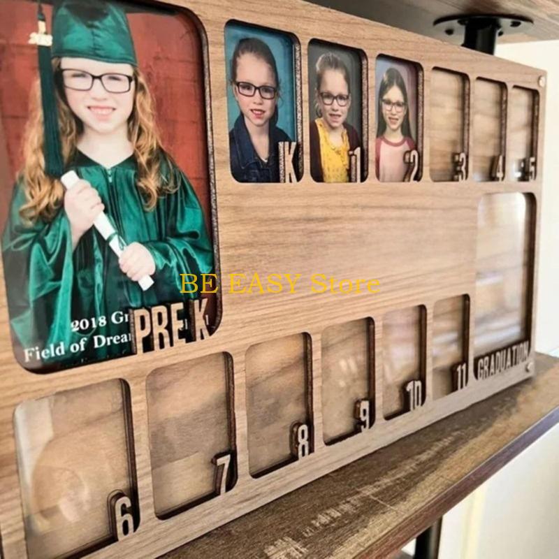 E28F Personalizing School Years Photo Pre-K to 12 Wooden Keepsakes for Kids Graduation Gift Memory Frame H260306