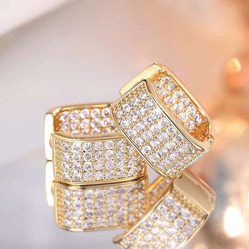 Hot Selling Hip Hop Fashion CZ Hoop Earrings for Men Women Silver Gold Color Ladies Earrings Fashion Jewelry