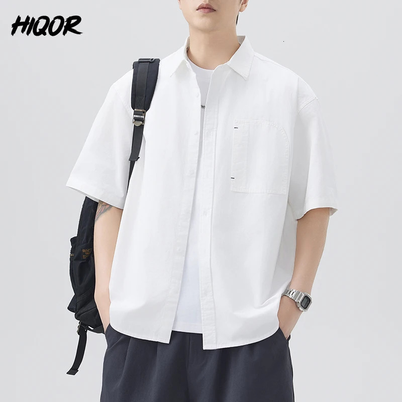 Summer Mens Shirt Half-Sleeved with Pockets Fashion Thin Quick Drying Stand Up Collar Simple Cotton Shirts Streetwear Versatile 250707