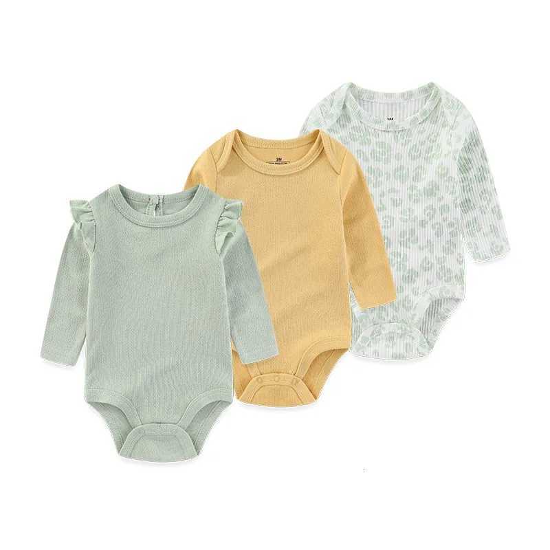 3 Pcs Newborn Long Sleeve 100% Cotton Baby Boy Girl Bodysuit Soft Infant Clothes Z250712