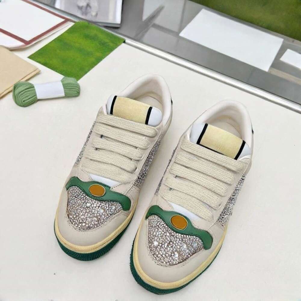 designer screener shoes embroidered dirty sneakers flats men women trainers new vintage rhinestone classic womens stripe shoe low top real leather tennis sneaker