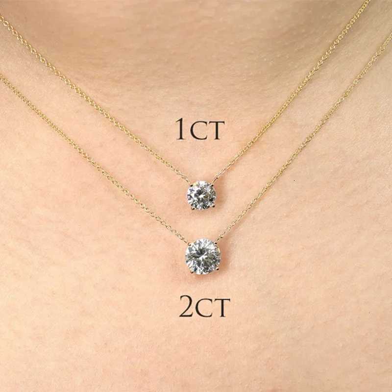 1CT 2CT 3CT Moissanite Pendant Necklace For Women 925 Silver Chains Solitaire Drop Necklaces Bridal Fine Jewelry W250712