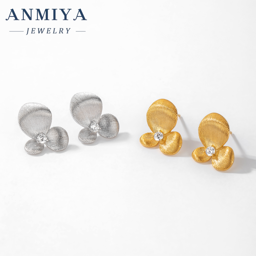 Fashion Jewelry 18k Gold Plated 925 Sterling Silver Delicate Flower Stud Earring