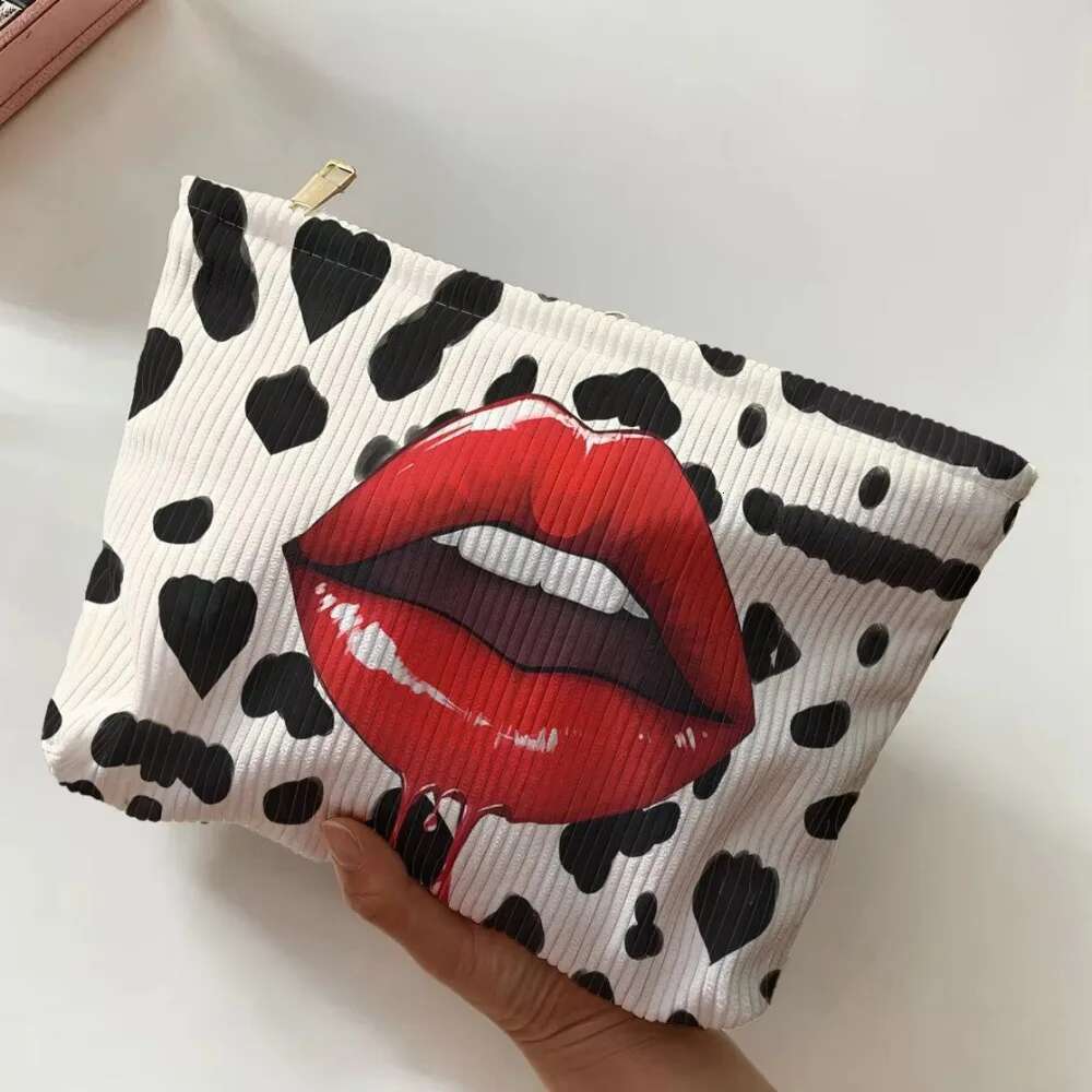Lip Pattern Printed Makeup Lightweight With Zipper Cosmetic Storage Bag Tiger Cat Frog Leopard Print Clutch Bags Travel