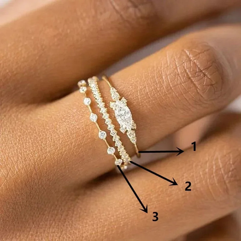 Creative Stackable Rings for Women Bling Wedding Finger Ring with Brilliant CZ Gold Color Fashion Jewelry Drop Ship 250704