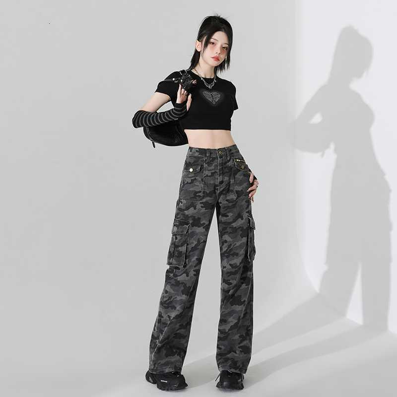 Summer new women's pants new women's cool spicy girl wide leg pants new casual camouflage wide leg work pants women's multi pocket pant