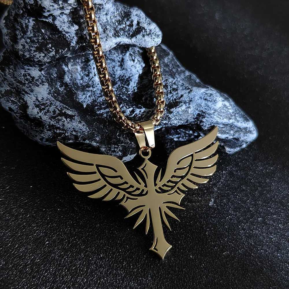 18K Gold Plated Stainless Steel Phoenix Fire Bird Necklace Real Firebird Pendant Hot Movie Jewelry Men Wen Whosa W250712