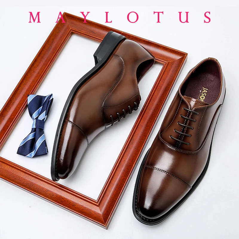 High Quality Height Increase Oxford Dress Shoes Men Genuine Cow Leather Suit Shoes Lift Brogues Wedding Formal Elevator Shoes 250712