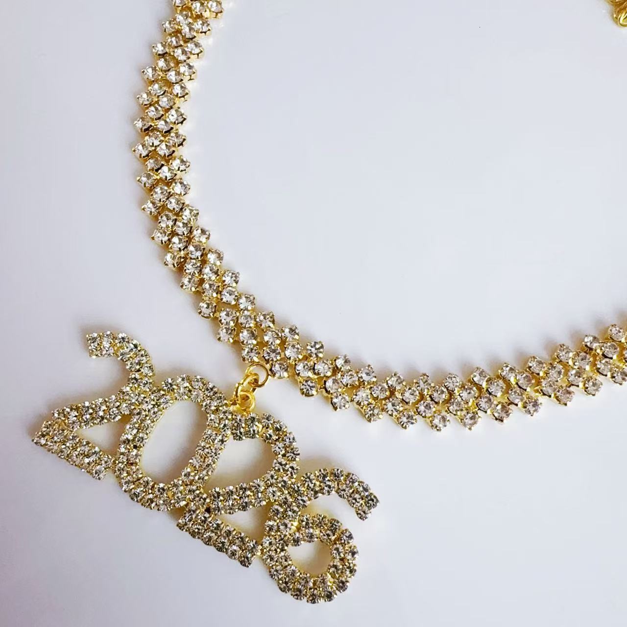 Luxury Jewelry Designer Jewelry Cross-border Hot-selling Rhinestone Number 2026 Pendant Necklace Jewelry For Men And Women Hip-hop Nightclub Short Cla