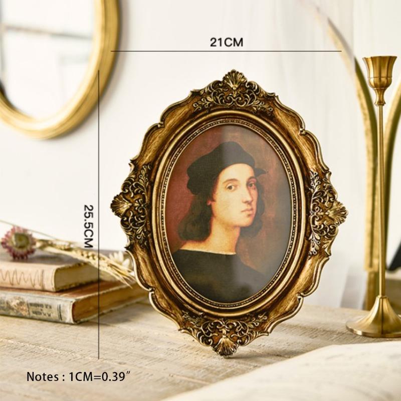J6BA Retro Photo Resin Golden Home Desktop Table Wall Picture Frame H260306