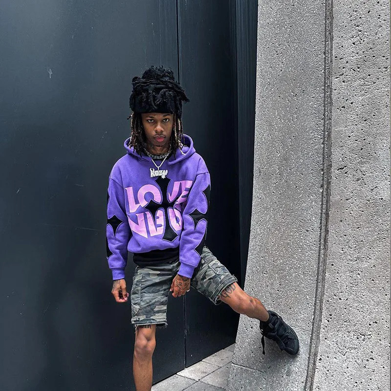 Y2k Men Emo Streetwear Hoodie Zip Up Sweatshirts Fairy Grunge Pullover Oversized Letter cross Goth Jacket Tops Hoodies Clothes 250708