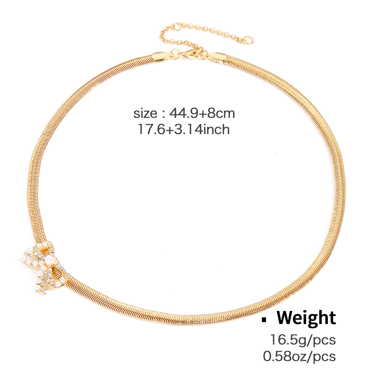 Luxury Jewelry Designer Jewelry Kenjie Snake Chain Bowknot Earrings Necklace Set Cross-border Hot Selling Gold Bowknot Simple Fashion Flat Snake Chain