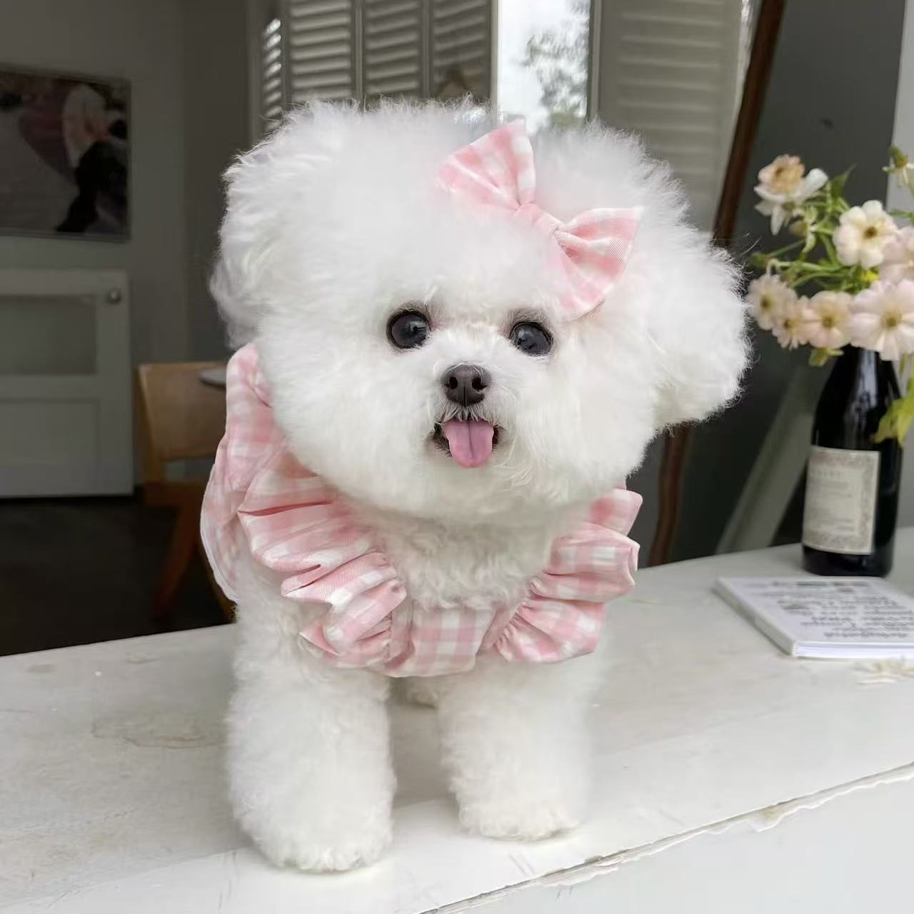 T703 Spring and summer thin pet clothes floral flying sleeves princess dress for dogs and cats summer thin sun protection skirt breathable
