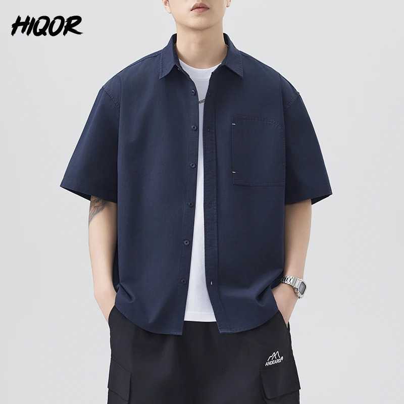 Summer Mens Shirt Half-Sleeved with Pockets Fashion Thin Quick Drying Stand Up Collar Simple Cotton Shirts Streetwear Versatile 250707