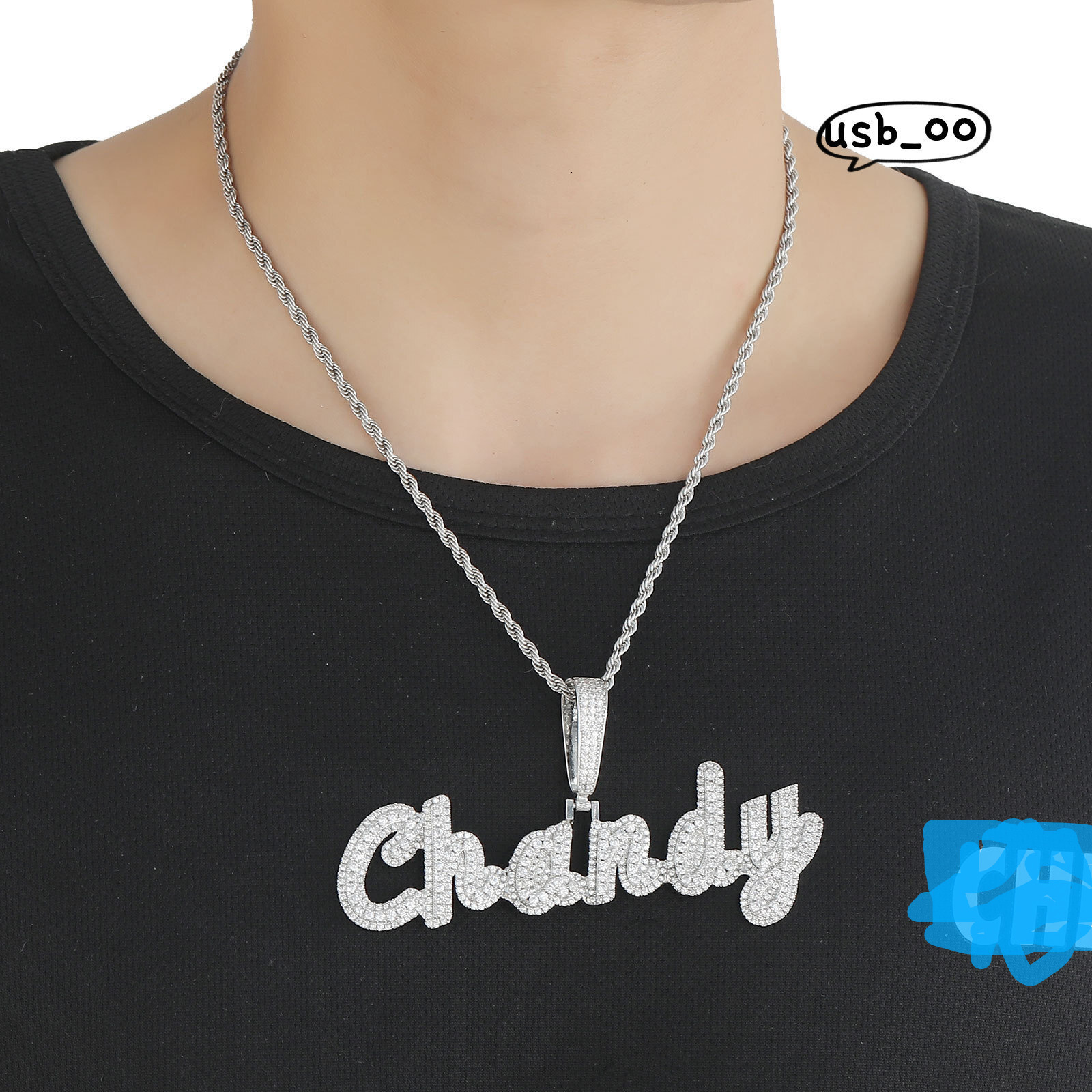 Stitching Customized Double-layered Lowercase Alphanumeric Pendant Necklace Moissanite Letter Name Pendants Custom Hiphop Pendant