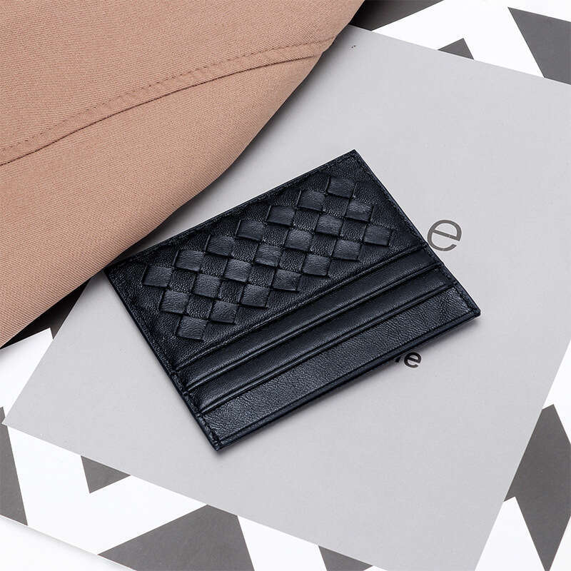 Ultra-thin Mini Sheepskin Women's Credit Fashionable Bus Multi-card Slot Men's Woven Card Holder ID Case