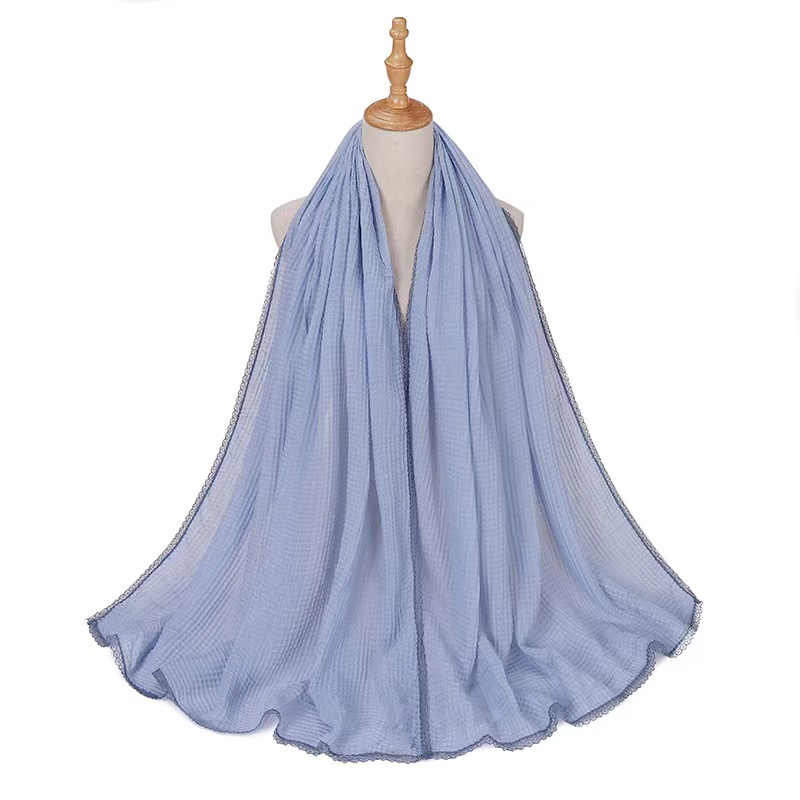 T1206 Malaysia new imitation cotton and linen lace scarf honeycomb wrinkled headband yarn