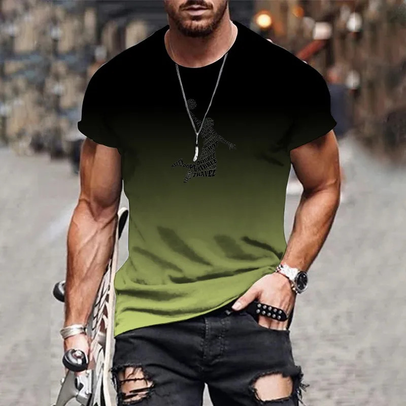 Casual Daily 3D Mens Gradient TShirt Fashion Print Trendy Harajuku Streetwear Large Size Round Neck Comfortable Top 250707