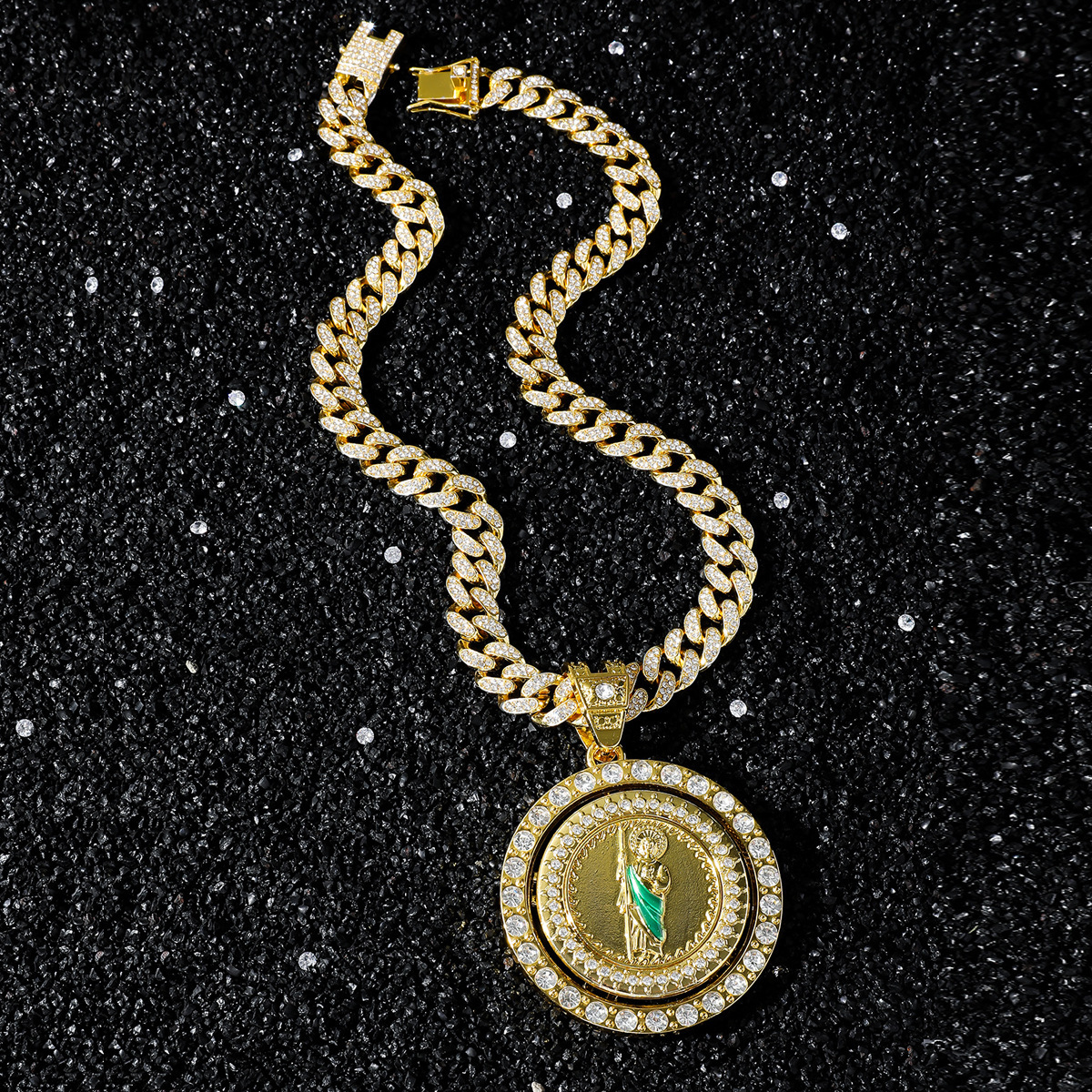 Luxury Jewelry Designer Jewelry European And American Cross-border New Style Personality Hip-hop Religious Rotating Saint Jude Statue Pendant Creative