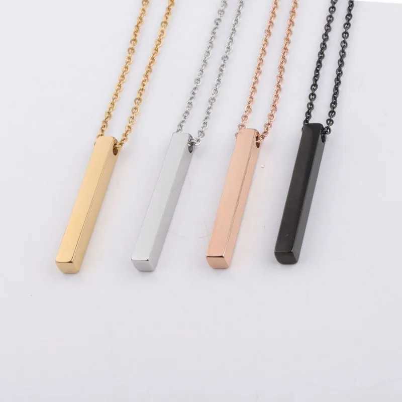 New Vertical Square Bar Pendant Charm Necklace for Women Men Stainless Steel Simple Geometric Neck Chain Jewelry Gift Rings W250712