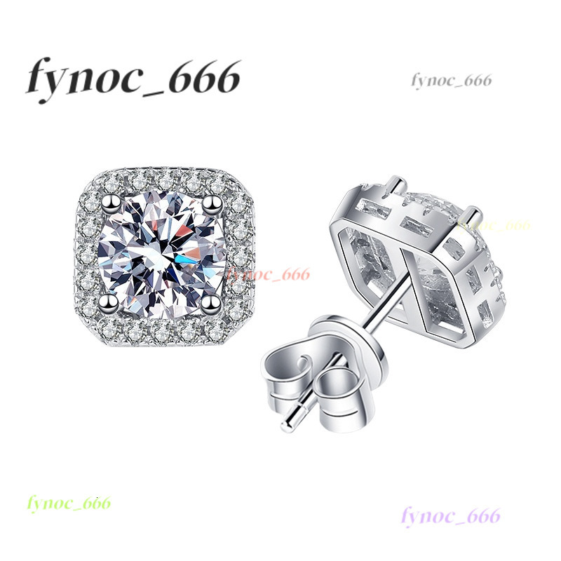 Fine Jewelry 1-4ct VVS Diamond Studs Earrings Orbicular Square S925 Sterling Silver Moissanite Sterling Silver Studs VVS Diamond