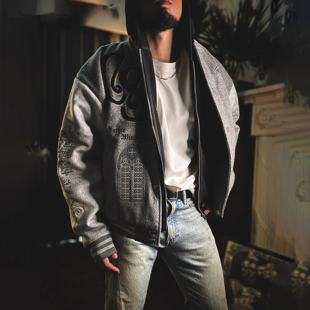 Trendy Heavy Embroidered Baseball Jacket American High Street Fashion Y2k Jacket Unisex Loose Retro Casual Hip-Hop Jacket Men 250708