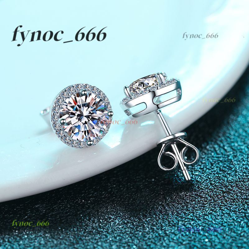 Fine Jewelry 1-4ct VVS Diamond Studs Earrings Orbicular Square S925 Sterling Silver Moissanite Sterling Silver Studs VVS Diamond