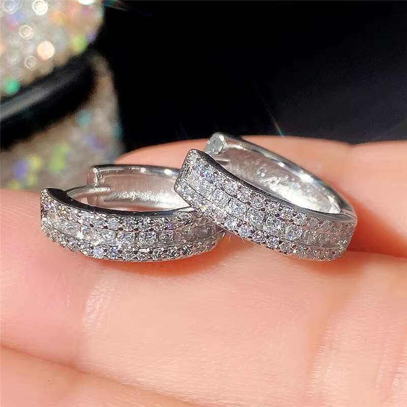 High Quality Silver Color Hoop Earrings Women Micro Paved CZ Stone Fashion Versatile Girls Circle Earrings Trendy Jewelry