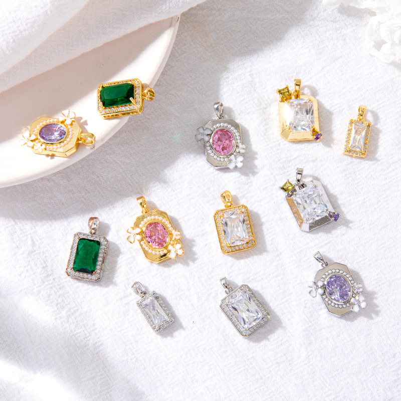 Luxury Jewelry Designer Jewelry Zhongxing New Purple Zircon Square DIY Pendant Accessories Handmade Bracelet Necklace Pendant Gemstone Pendant Wholesa