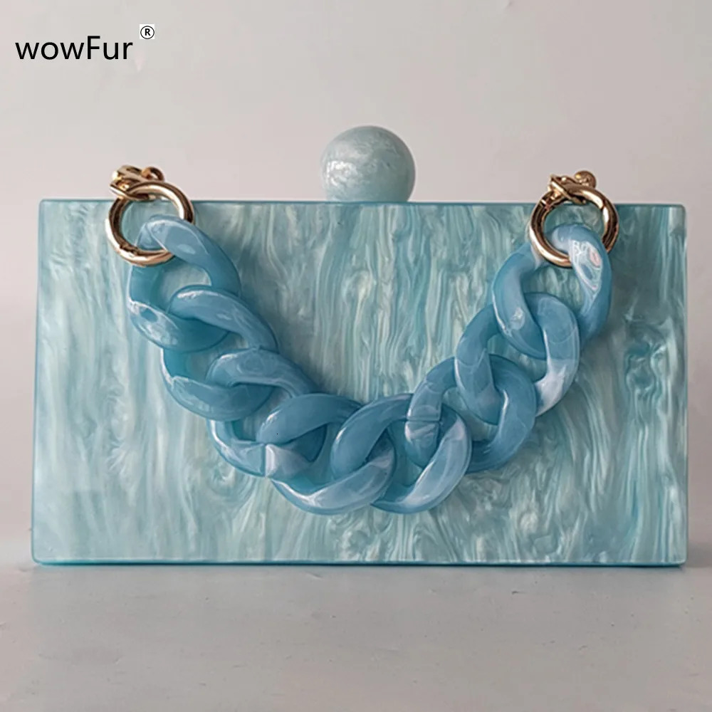 Pearl Marble Light Blue Cross Body Purse Cute Handbag Lady Party Prom Envelope Women Acrylic Evening Bags Shoulder Bag 250708