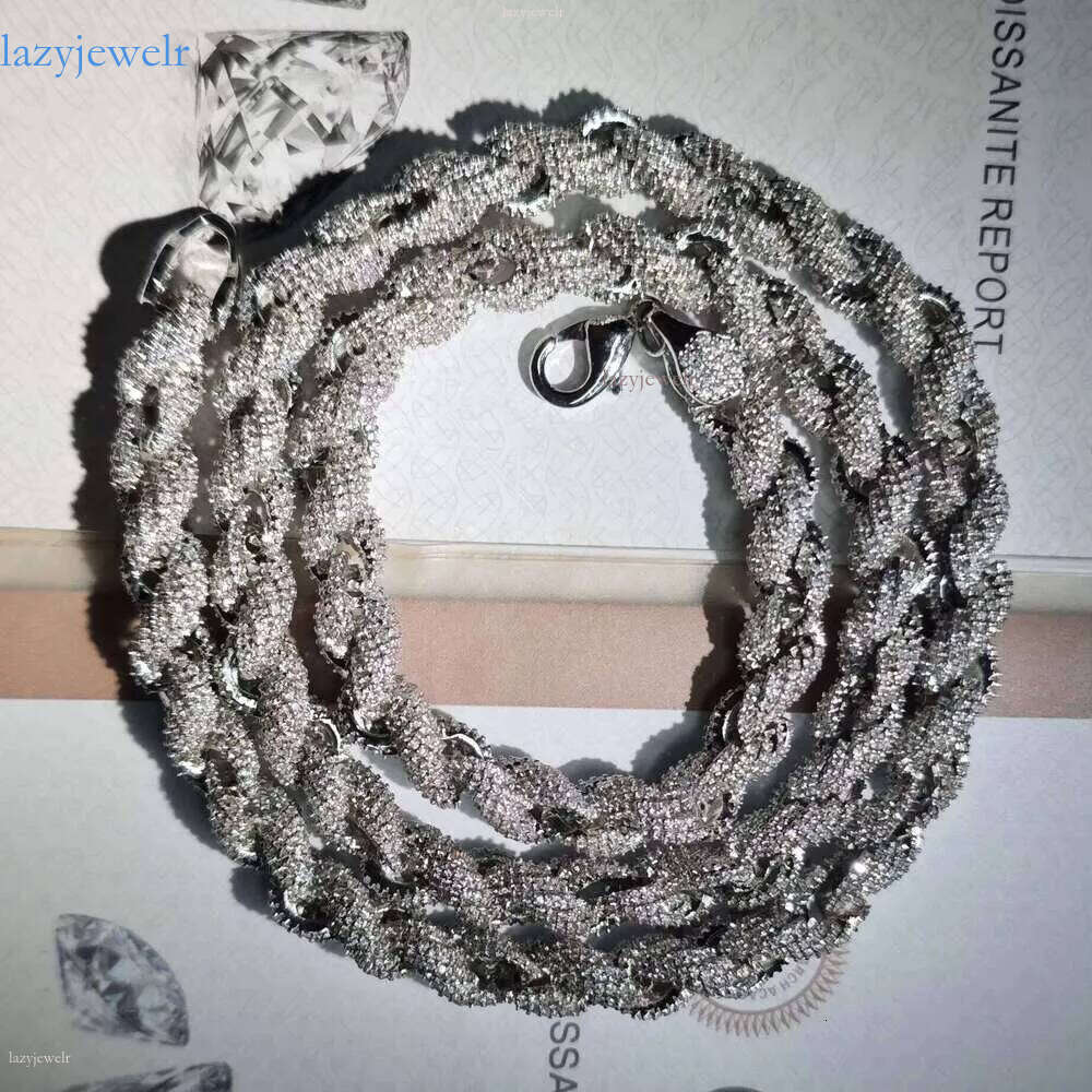 Wholesale VVS D Color Moissanite Jewelry Dazzling Hip Hop S Sier Chain Bracelet Men's Cuban Link Iced Tennis Rope Necklace