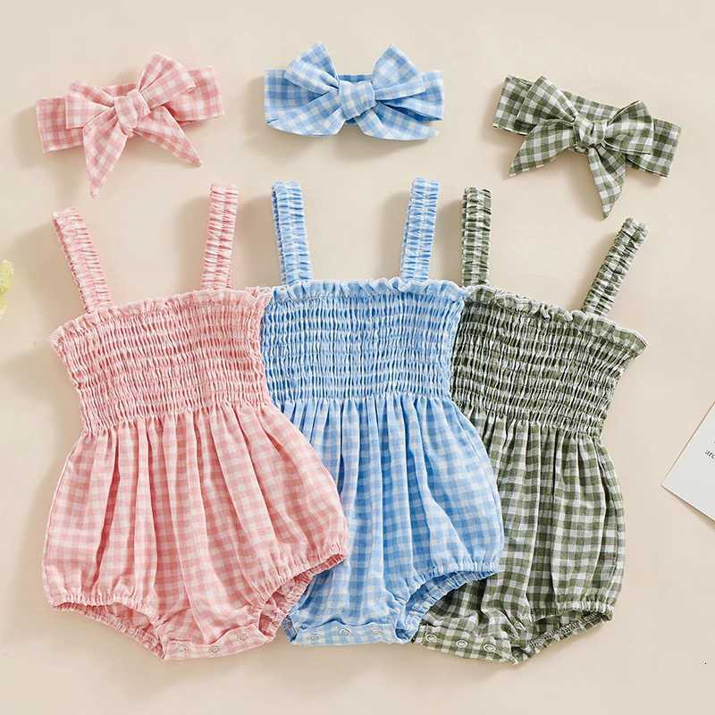 Lioraitiin 0-18M Newborn Infant Baby Girl Summer Fashion Bodysuit Sleeveless Plaid Solid Floral Printed Jumpsuit Z250712
