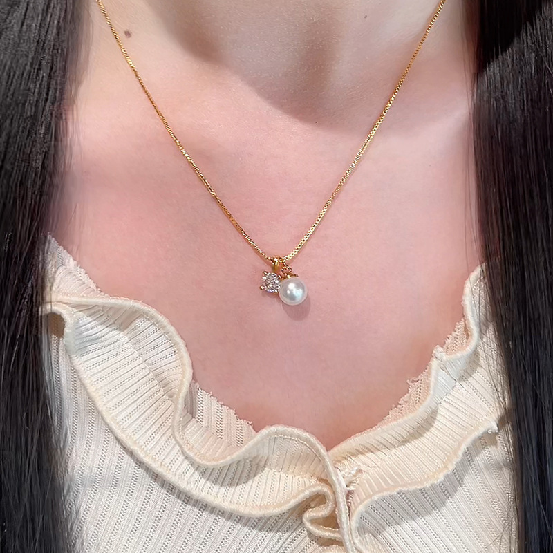 Luxury Jewelry Designer Jewelry Korean Version Sparkling Zircon Imitation Pearl Necklace Jewelry For Women Simple Niche High-end Versatile Internet Ce