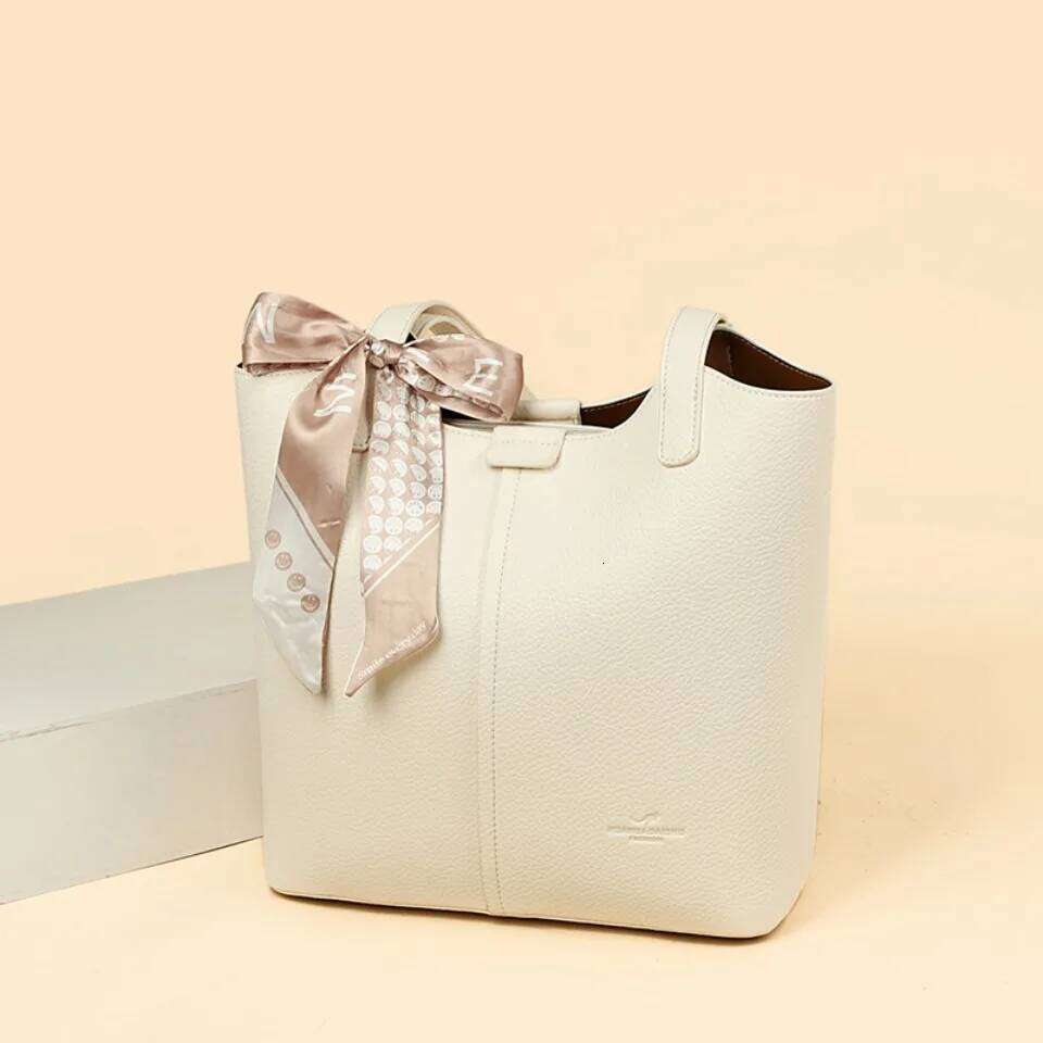 Genuine Brand Soft Leather Shoulder For Women Casual Tote Bag Female Solid Color Purse Simple Design Handbag Commuting Sac