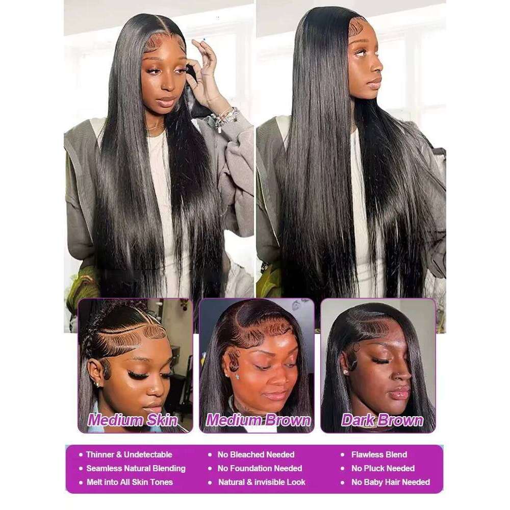Crown HD 200% Bone Straight 13x4 Front wigs Pre Plucked 360 Full Lace 5x5 Glueless Human Hair Wig Women