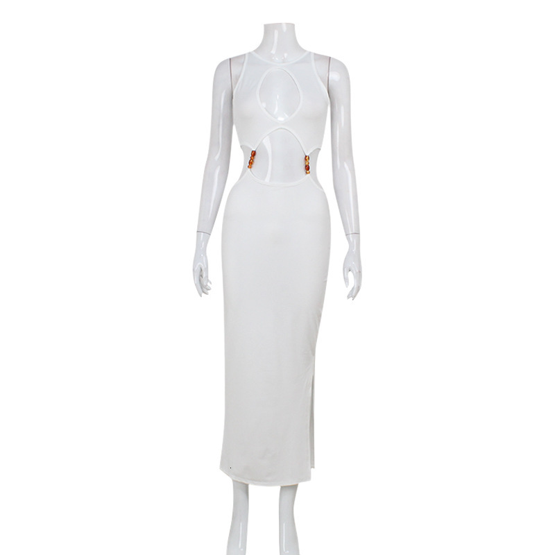 Summer new women's dress, new sexy waist exposed elegant long dress, new fashionable slim fit hollow out backless dress, new luxury designer wome