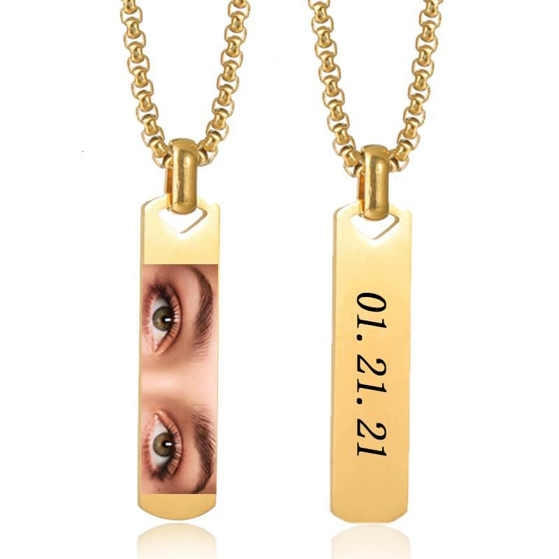 Luxury Jewelry Designer Jewelry SHEIN Cross-border Hot Sale Custom Eye Photo Necklace DIY Custom Stainless Steel Eye Picture Engraving Necklace