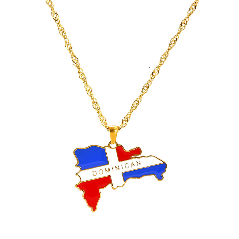 Luxury Jewelry Designer Jewelry Cross-border Personalized World Map Necklace For Women USA Nigeria Africa 18K Gold Plated Oil Drop Titanium Steel Clav