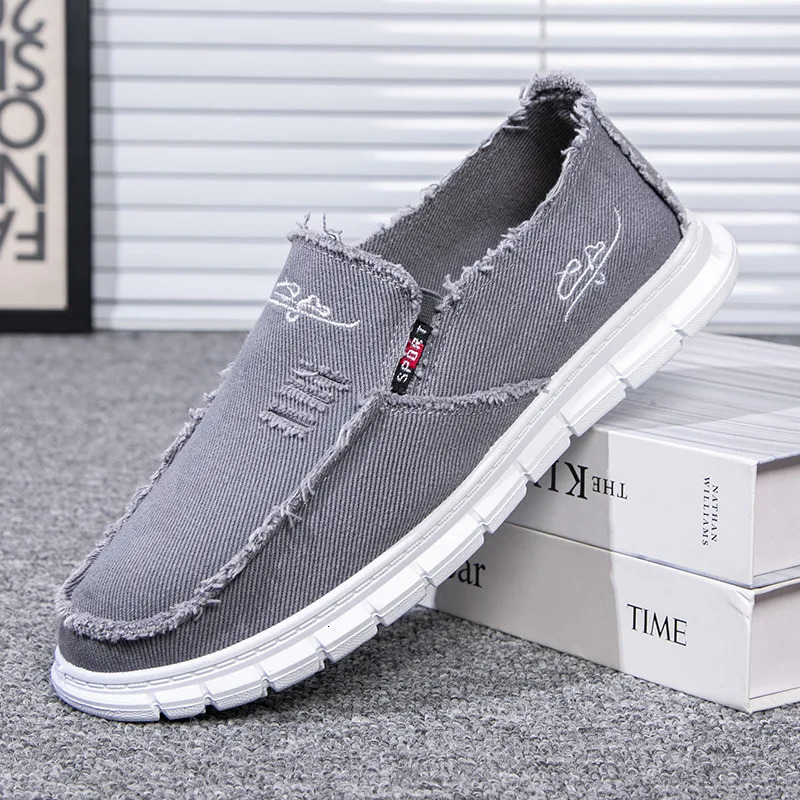 Mens Washed Canvas Shoes Anti Slip and Wear-resistant Driving Shoes Loafers 250708