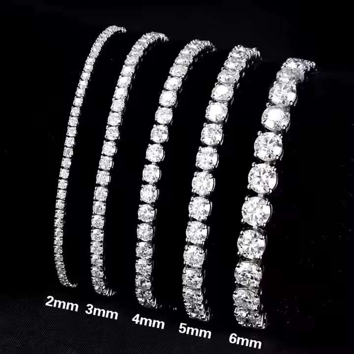 Ready to Ship Moissanite Chain 925 Silver 3mm Tennis Chain Vvs Moissanite 6-9 Inch Tennis Bracelet Iced Out Jewelry Hiphop Man