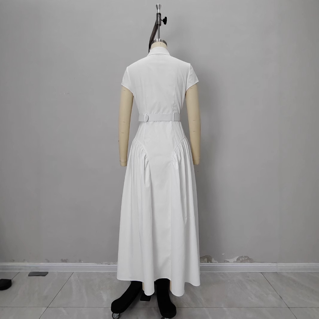 Summer New Women's Skirt French Fashion Collar Long Skirt Single breasted Skirt Fashion Summer Slimming Dress Wear New Design Designer Dress