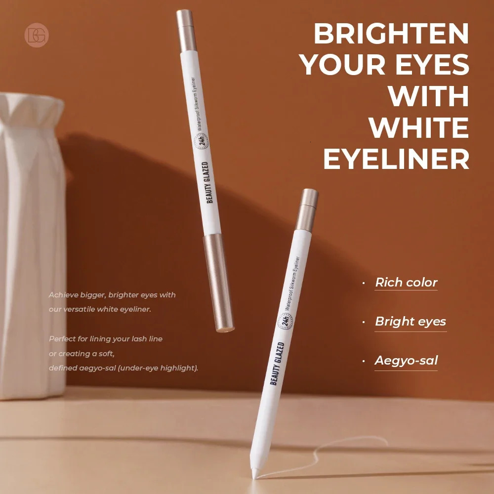 BEAUTY GLAZED Lasting Soft Gel Waterproof Highlighter Gel Pen White eyeliner Lying Silkworm Pen Eyes Makeup 250704