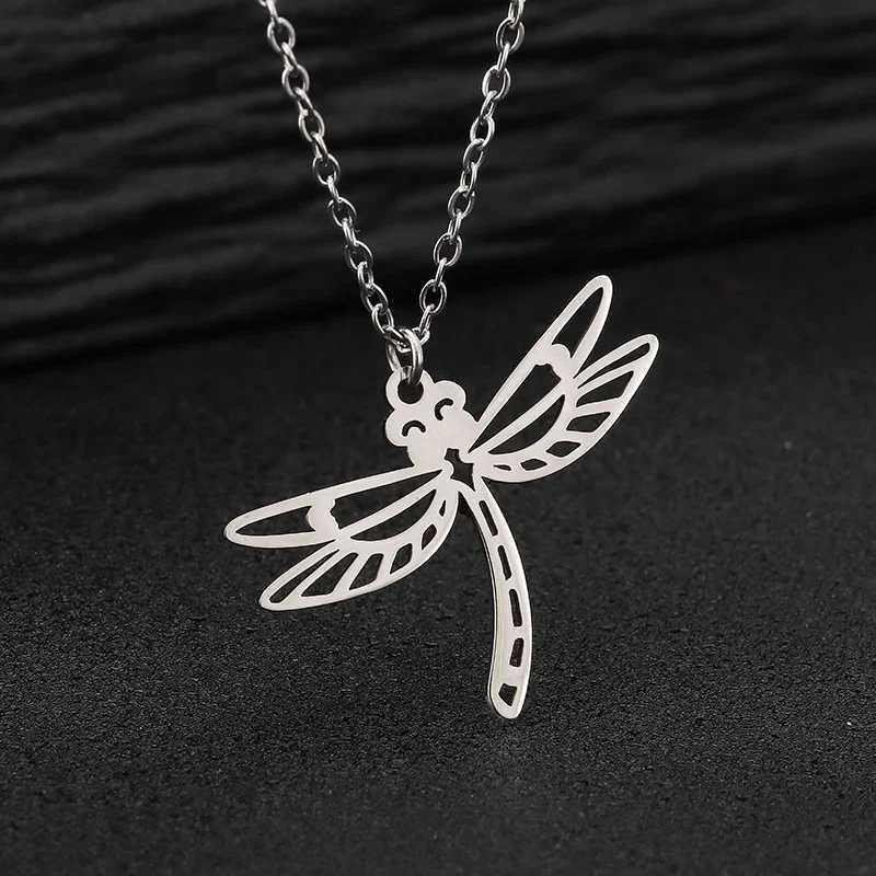 Stainss Steel Necklace For Wen Girls Geetric Hollow Dragoy Pendant Chain Choker Necklaces Party Jewelry Gifts W250712